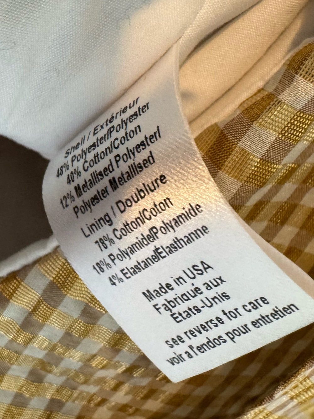 Carolina Constas Gold & White Gingham Helena Mini Dress | XS - Picture 6 of 6